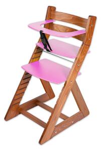 Hajdalánek Rastúca stolička ANETA - s malým pultíkom (dub tmavý, ružová) ANETADUBTMAVYRUZOVA