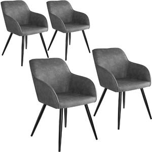Tectake 404063 4 stoličky marilyn stoff - šedo - čierna