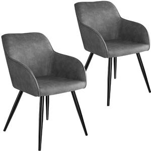 Tectake 404062 2 stoličky marilyn stoff - šedo - čierna