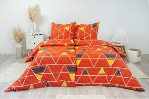 Posteľné obliečky bavlnené Pyramídy červené 140x200/70x90 cm