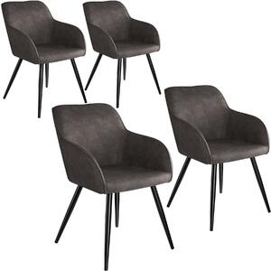 Tectake 404079 4 stoličky marilyn stoff - tmavo šedá-čierna