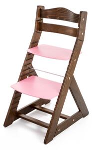 Hajdalánek Rastúca stolička MAJA - guľatá opierka (orech, ružová) MAJAORECHRUZOVA