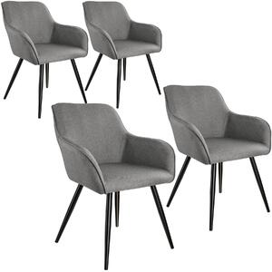 Tectake 404091 4 stoličky marilyn v ľanovom vzhľade - svetlo šedá/čierna