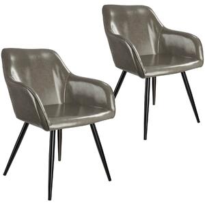 Tectake 404114 2 stoličky z umelej kože marilyn - tmavo šedá-čierna