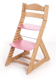 Hajdalánek Rastúca stolička MAJA - guľatá opierka (dub svetlý, ružová) MAJADUBSVERUZOVA
