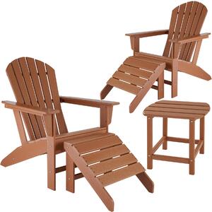 Tectake 404168 2 záhradné stoličky s 2 podnožkami a stôl odolný voči poveternostným vplyvom - hnedá
