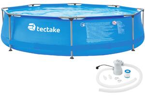 Tectake 402895 okrúhly bazén s oceľovým rámom a filtračným čerpadlom ø 300 x 76 cm - modrá