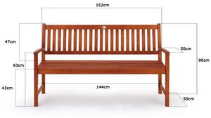 Záhradný lavica - Eukalyptus - 152 cm