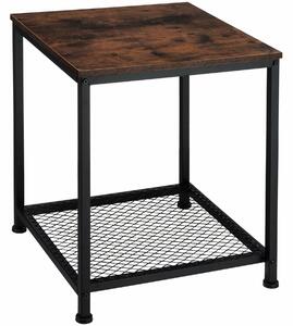 Tectake 404206 odkladací stolík derby 45,5x45,5x55,5cm - industriálne drevo tmavé, rustikálne
