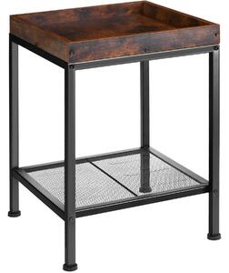 Tectake 404265 odkladací stolík rochester 41,5x41x56cm - industriálne drevo tmavé, rustikálne