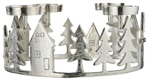 ADVENT Adventný veniec domčeky 35 cm - strieborná