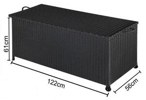 Úložný box 122cm x 56cm x 61cm - čierna s kolieskom