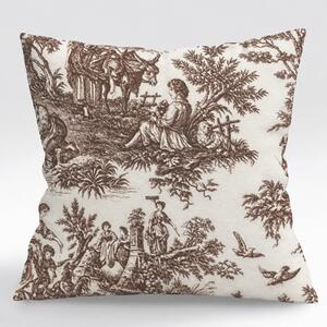 Ervi obliečka na vankúš FLANELOVÝ - Toile de Jouy Caramel
