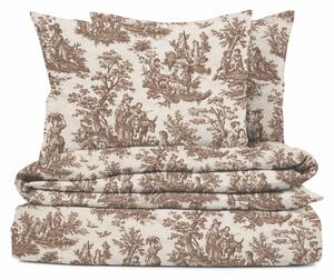 Ervi FLANELOVÉ bavlnené obliečky - Toile de Jouy Caramel