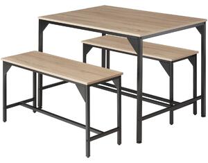 Tectake 404341 zostava stola a lavičiek bolton 2+1 - industrial svetlé drevo, dub sonoma