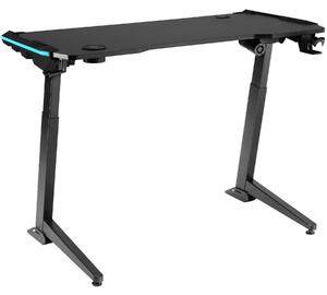 Tectake 404317 elektricky výškovo nastaviteľný herný stôl hemingway 130x 67,2x 72-121cm - čierna
