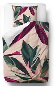Ružovo-zelené obliečky z bavlneného saténu Butter Kings Cordelia on Pink, 135 x 200 cm
