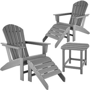 Tectake 404621 2 záhradné stoličky s 2 podnožkami a stôl odolný voči poveternostným vplyvom - svetlo šedá