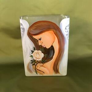 Darčeky.Online Sklenená váza Anjel, 21cm x 10 cm x 16 cm