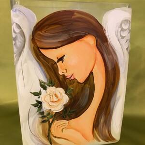 Ručne Maľovaná váza Anjel 24,5 cm x 15 cm