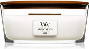 Woodwick Linen vonná sviečka s dreveným knotom (hearthwick) 453.6 g