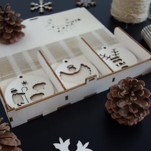 Stylesa Drevené vianočné dekorácie 1 sada-18 kusov Vianoce baránok biele topoľ PR0100