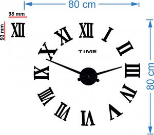 SENTOP Nástenné hodiny nalepovacie rímske čísla 2D OLIVA P031 čierne