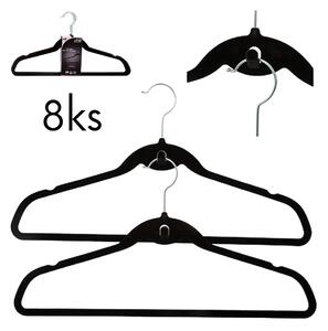 5Five® Vešiaky semišové čierne s háčikom, sada 8ks