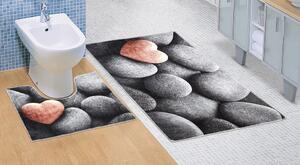 Kúpeľňová sada predložiek 3D tmavé kamene 60x100+60x50cm