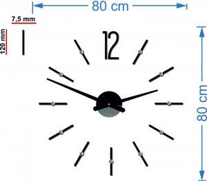 SENTOP Moderné nástenné hodiny nalepovacie SOFIA XXL DIY 12P062 čierne