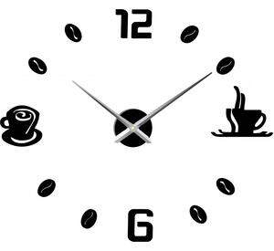 STYLESA Veľké nástenné hodiny nalepovacie COFFE PLEXI P023 hnedé