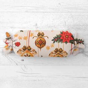 Biante Vankúš valec bonbon Sandra SA-810 Vianočné ozdoby na krémovom 15x40 cm