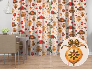 Biante Bavlnený záves Sandra SA-810 Vianočné ozdoby na krémovom 150x140 cm