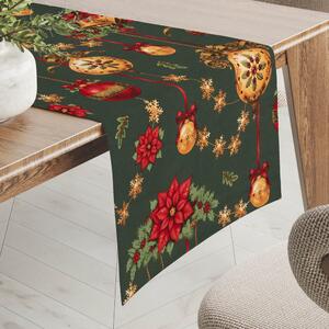 Biante Bavlnený behúň na stôl Sandra SA-808 Vianočné ozdoby na tmavo zelenom 20x120 cm