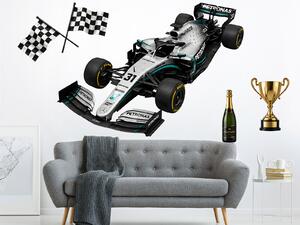 Nalepte.cz Strieborná a čierna Formule 1 textilní prelepiteľná nálepka na stenu arch 75 x 54 cm