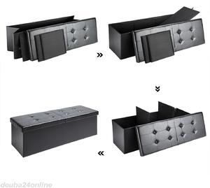 Úložný box so sklopným vekom, čierna – 115x38x38cm