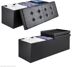 Úložný box so sklopným vekom čierna – 115x38x38cm
