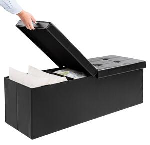Úložný box so sklopným vekom, čierna – 115x38x38cm