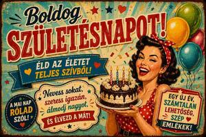 Plechová ceduľa Boldog Szuletésnapot! - Plechová tabuľa