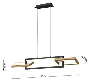 Wofi 7022-306- LED Stmievateľný luster na lanku MATERA LED/30W/230V čierna/hnedá