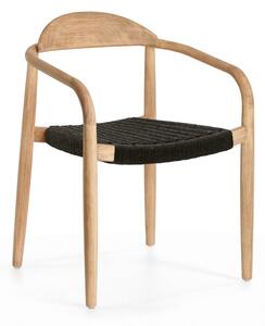Drevená stolička s čiernym sedákom Kave Home Glynis