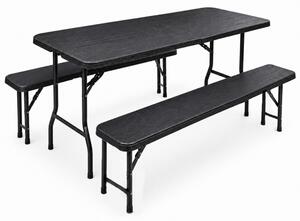 JAKS Skladací pivný set 180 cm čierny