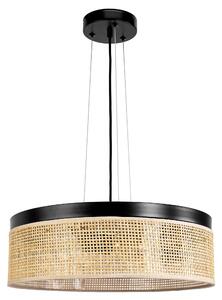 Toolight Toolight, APP1901-3CP, závesné svietidlo s ratanovým tienidlom, Ø 40 cm, 3×E27, čierna-hnedá, OSW-63000