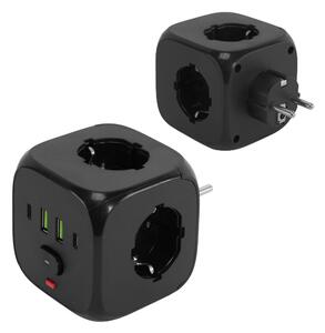 Toolight Toolight, JNH019, zásuvková kocka 7v1, 3 zásuvky + 2× USB-A + 2× USB-C, čierna, OSW-56304