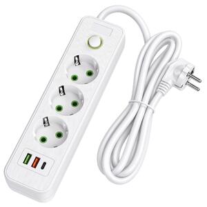 Toolight Toolight, JNH020-3A, predlžovacia lišta 3 zásuvky + 2× USB-A + USB-C, 1,8 m, biela, OSW-56302