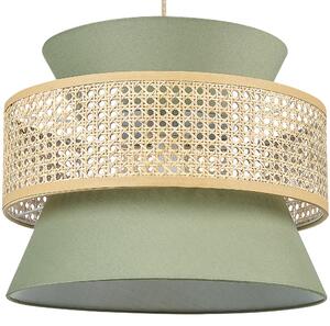 Závesná lampa prírodná zelená ratan polyesterové tienidlo boho štýl osvetlenie