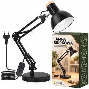 Toolight Toolight, JNH044-1T, stolná lampa s nastaviteľným ramenom, 1× E27, čierna, OSW-56235