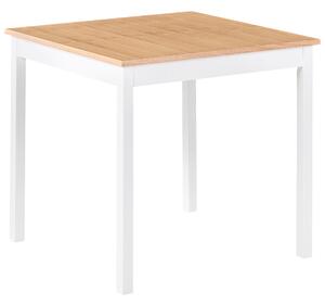 Jedálenský stôl svetlá dubová dyha MDF biele nohy z borovicového dreva 80 x 80 cm malý kuchynský stôl
