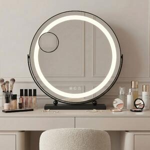 Rea MAKE-UP, kozmetické LED zrkadlo 40 cm v čiernom ráme na postavenie, HOM-12020