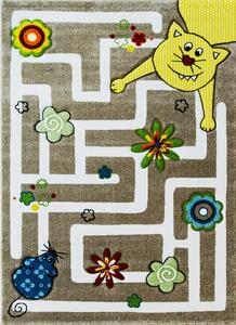 BE Detský koberec Smart Kids 22303 BEIGE – béžový obdĺžnikový, bludisko Rozmer: 120x180 cm